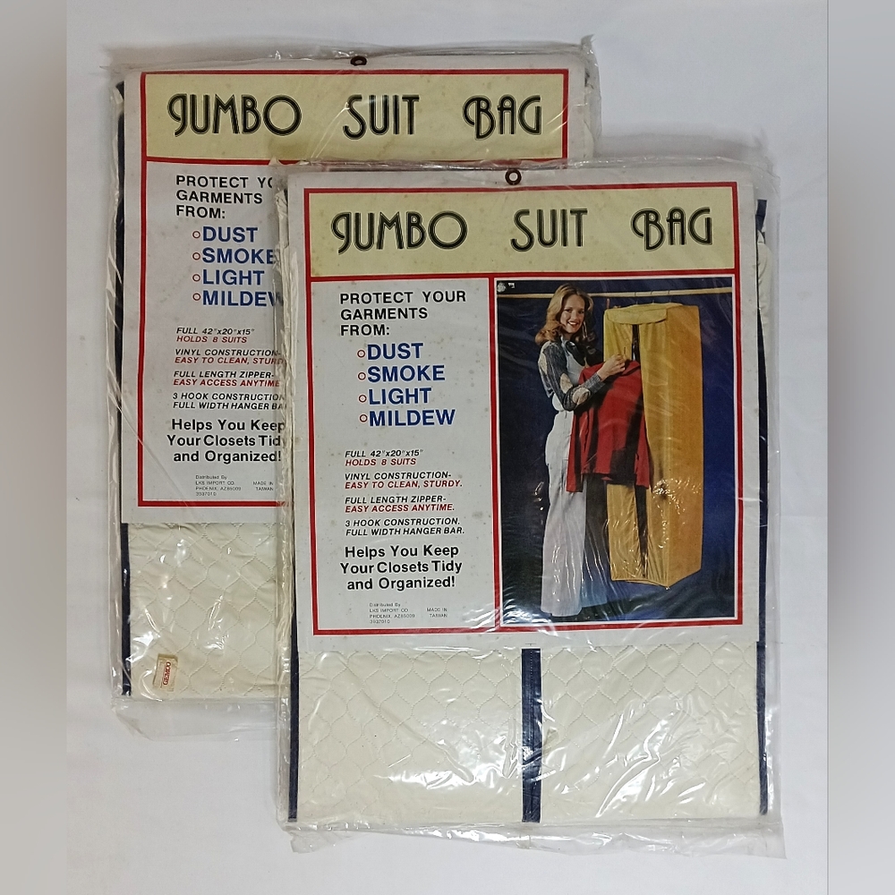 Suit Bag SEALED Lot Of 2 Vinyl NOS Vintage